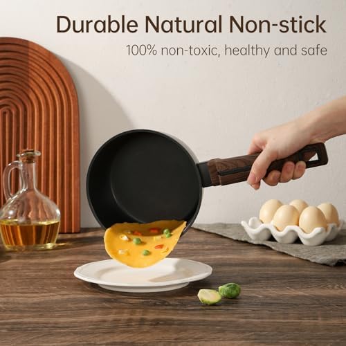 MsMk 1 QT Nonstick Saucepan with Lid, Grey Induction Cooking Pot
