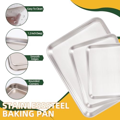 4 PCS Stainless Steel Baking Sheet Set 10/12/16 Inch with Cooling Rack