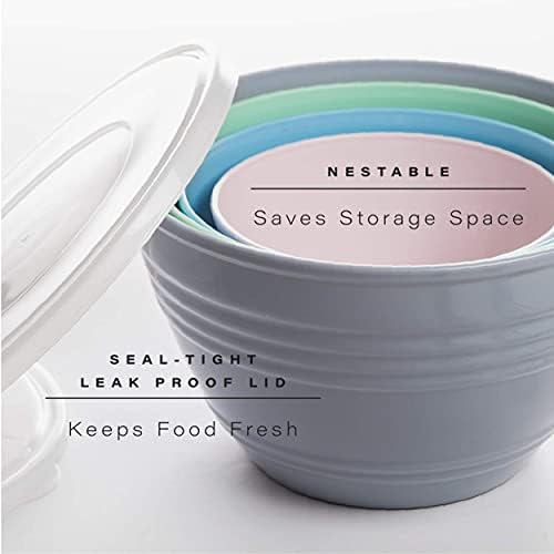 BINO | Mixing Bowl Set with Lids | Versatile Plastic Bowls for Kitchen Mixing, Serving, and Storage - 4-Piece Mixing Bowl Set in Various Sizes | Space-Saving Nesting Design | Dishwasher Safe