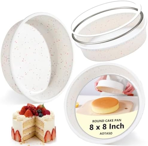 8 inch Silicone Round Cake Pans, Set of 3, Cream