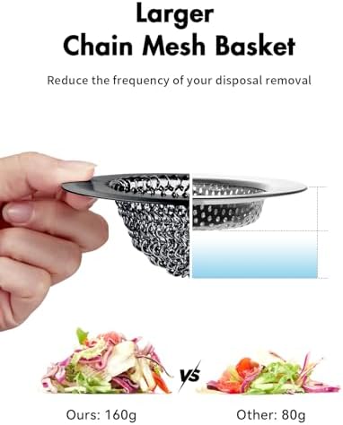 Kitchen Sink Drain Strainer,Patented Reversible Chain Mesh Basket,Black