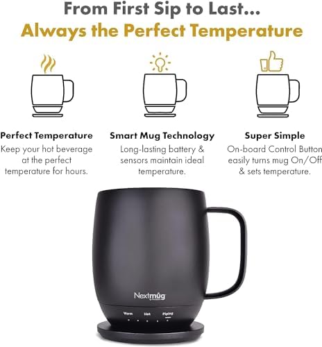 Nextmug - Temperature-Controlled, Self-Heating Coffee Mug (Graphite - 14 oz.)