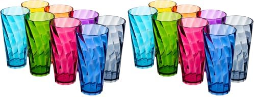 US Acrylic Optix Plastic Reusable Drinking Glasses (Set of 8) 26oz Iced-Tea Cups in Jewel Tone Colors | BPA-Free Tumblers, Made in USA | Top-Rack Dishwasher Safe (Pack of 2)