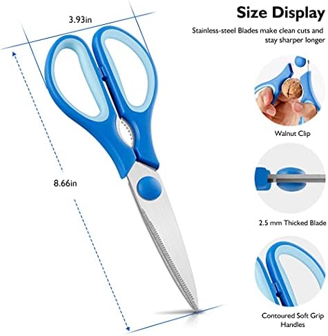 Black Grey Kitchen Shears, Rkqoa Kitchen Scissors Heavy Duty Cooking Scissors, Dishwasher Safe Scissors Kitchen House Essentials Supplies, Stainless Steel Sharp Utility Shears for Chicken etc