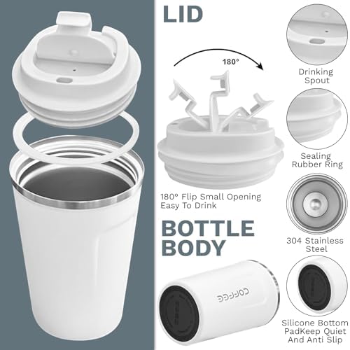 Insulated Travel Coffee Mug, Stainless Steel Coffee Cup with Leakproof Lid