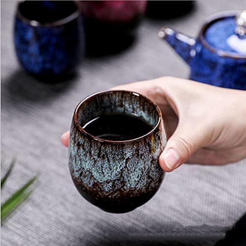 Jianzhan Ceramic Teacup, Kung Fu Tea Set, Coffee cup，Yerba Mate Set Ceramic Mate CupSet of 4 (green)