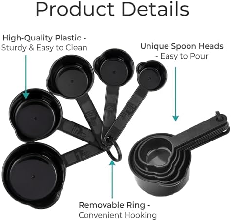 11 Pcs Measuring Cups And Spoons Set - Plastic Nesting For Dry Liquid Ingredients Engraved Markings Kitchen Baking