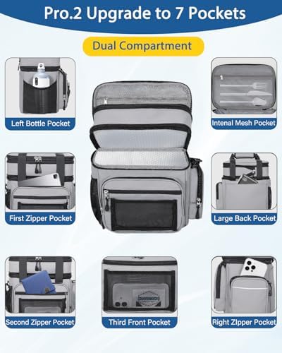 Expandable Lunch Box Men Insulated Double Deck Leakproof Cooler Bag
