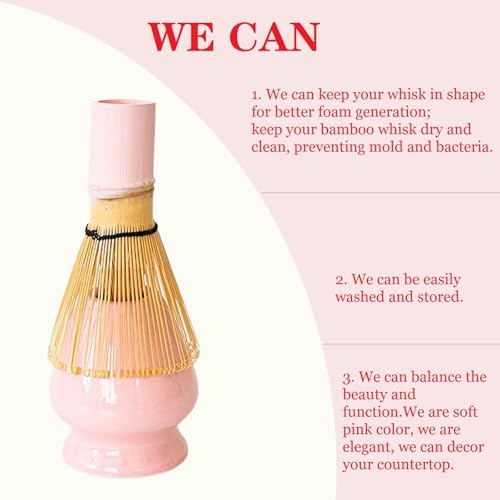 Ceramic Matcha Whisk Holder Stand for Bamboo Matcha Chasen (Pink)