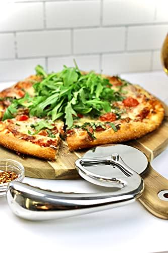 Pizza Cutter Wheel by Midnight Slice - Stainless Steel Food Slicer for Pizzas and more with Ergonomic Handle and Sharp Cutting Surface for Clean Cuts
