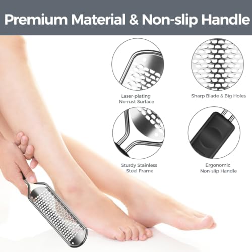 Foot File Foot Scrubber Pedicure - Callus Remover for Feet Easkep Professional Grater Rasp Foot Scraper Corns Callous Removers Cracked Dead Skin Remover for Dry and Wet Feet (Black)
