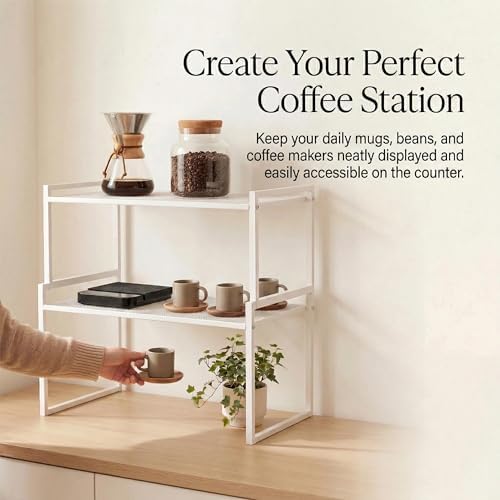 Stackable Kitchen Cabinet Organizer Shelves Pantry Rack Set of 2