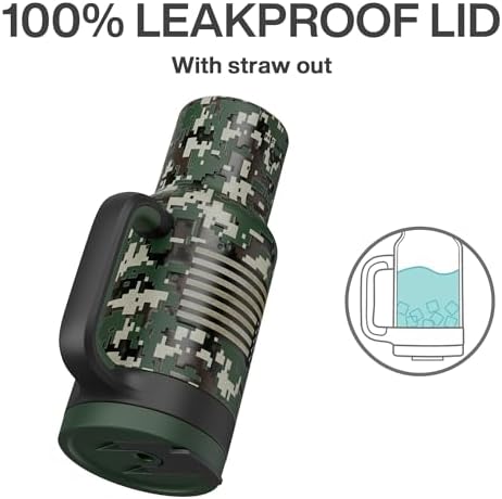 40 oz Camo Tumbler with Handle, 2-in-1 Straw and Sip Lid, Leakproof, Dishwasher Safe, Insulated Stainless Steel Travel Coffee Mug, Keeps Cold for 34 Hours, Fits in Car Cupholder (Woodland Flag)
