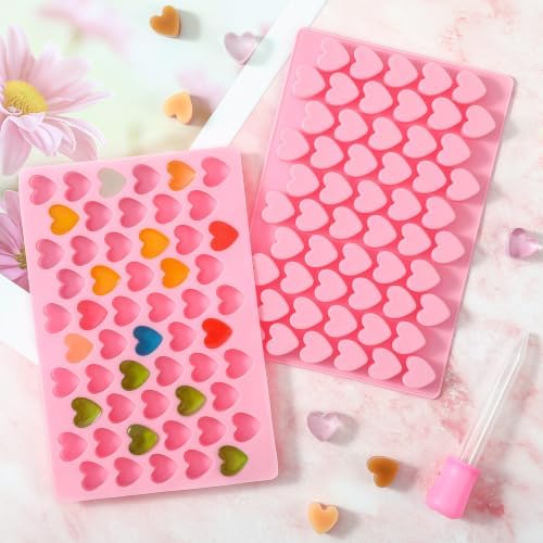 Heart Mini Silicone Gummy Molds with 1 Dropper, 2 Pack Candy Molds