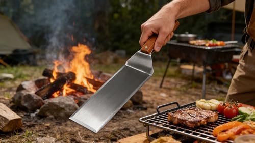 Set of 2 Extra Long Thicker Stainless Steel Griddle Spatula BBQ Tools