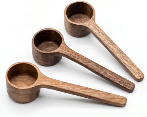3PCS Wooden Measuring Spoons, 1 Tbsp Scoop for Coffee Tea Sugar Canisters
