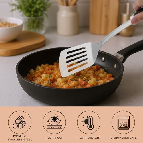 3-Piece Stainless Steel Utensil Set, Turner, Spoon, Skimmer, Silver