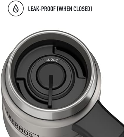 THERMOS Stainless King Vacuum-Insulated Travel Mug with Handle-16oz,Matte Steel-Thermos Tumbler for Hot&Cold Drinks-Leak-Proof&Sweat-Proof Stainless Steel Coffee Mug with Lid for Commuting,(Pack of 4)
