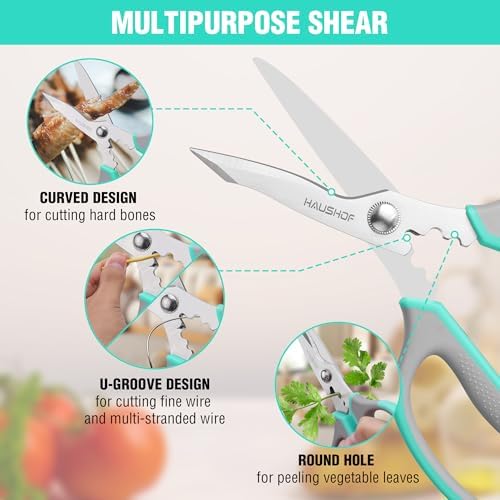 HAUSHOF Kitchen Scissors for Food, 8-1/4" Kitchen Scissors All Purpose
