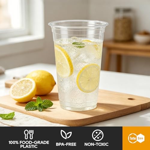 Turbo Bee Disposable Clear Plastic Cups, 32 OZ, 600 Sets (No Lids)