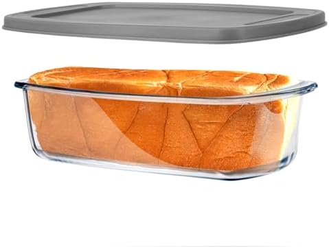 Jambear Glass Loaf Pans for Baking Bread with Lids 1 Set - 1.9 Qt Glass Loaf Pan | Oven, Dishwasher, Fridge, Freezer & Microwave Safe, Bread Pan Suit for Lasagna, Meatloaf, Banana
