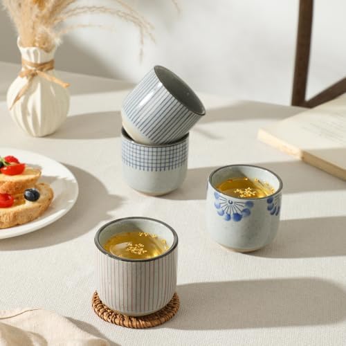 Japanese Tea Cups,Tea Cup Set for 4,Small Tea Cups,Macha Cups,Ceramic Cups for Tea or Coffee