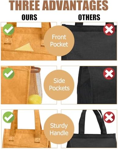 Fmeida Insulated Lunch Bag Women Men, 6.75L Small Lunch Bags with Multiple Pockets, Reusable Thermal Cooler Tote for Work, Office, Picnic, Travel | Hook and Loop Closure, Paper