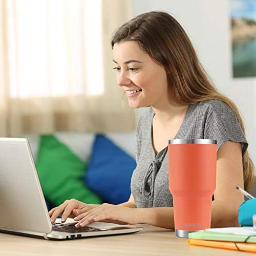 D·S 30oz Orange Tumbler Double Wall Vacuum Insulated Travel Coffee Mug
