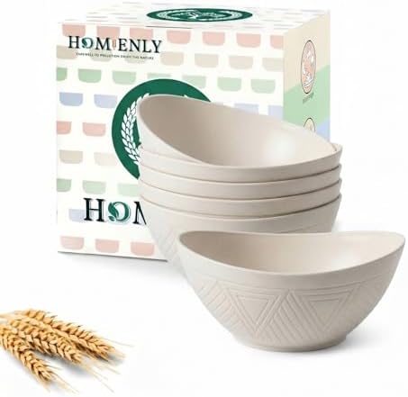 Homienly Wheat Straw Small Bowls Dessert Bowls Set of 6 Unbreakable Ice Cream Bowls for Kitchen, Camping, RV, Dorm, Microwave & Dishwasher Safe Mini Bowls for Yogurt, Snack 10 OZ (Beige)