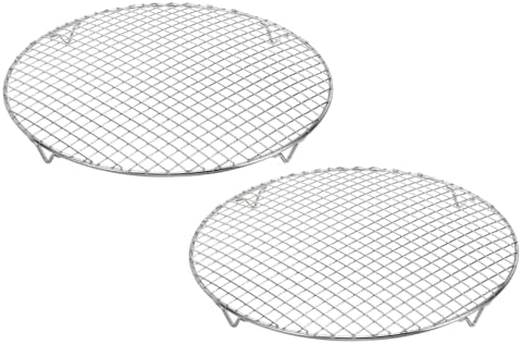 uxcell 2 Pcs Round Cooking Rack 13.8 Inch Dia Stainless Steel Wire Cooling Steamer Rack for Baking Canning Cooking Roasting Cooling Grilling Drying, Silver
