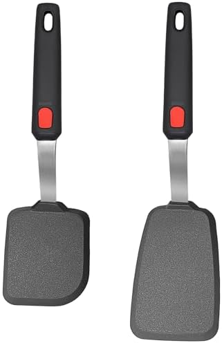 2 Pack Silicone Spatula Turner, 600°F Heat Resistant Kitchen Spatula Set for Nonstick Cookware, Cooking Utensil Set for Egg Pancake Flipper/Heat Resistant Silicone Grip