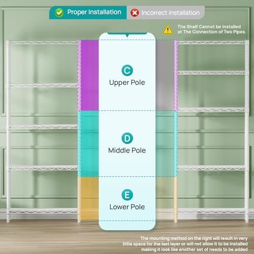 SINGAYE 5 Metal Shelves Wire Shelving Storage Shelf Adjustable Unit Pantry