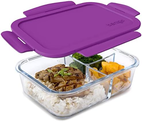 Bentgo Glass Lunch Box, Leak-Proof, 3-Compartment, 5-Cup Capacity