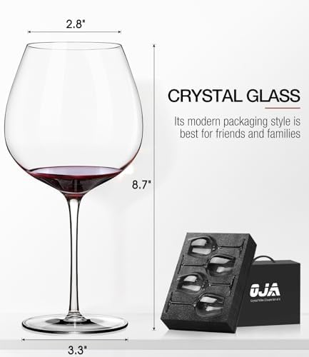 OJA Wine Glasses Set, Crystal Red Hand Blown Wine Glass, Set of 4,23.5 oz
