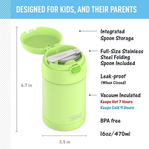 THERMOS FUNTAINER Food Jar with Spoon, 16oz, Neon Lime
