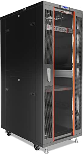 37U Home Server Rack Cabinet – 19" Floor Standing Network Rack, 32" Deep Homelab Rack with Locking Glass Door, Cooling Fans, PDU & Shelf for NAS, Router, Switch and AV Equipment