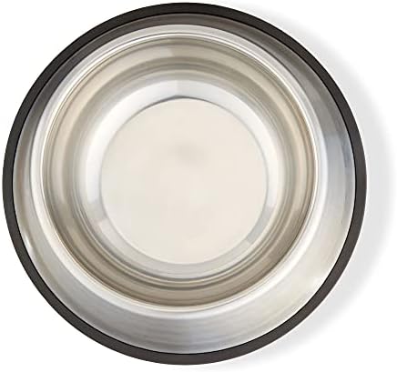 Amazon Basics Stainless Steel Non-Skid Dog Water And Food Bowls, Dishwasher Safe, Rust Resistant, 38oz Capacity, 10 x 2.8 Inches, 2-Pack