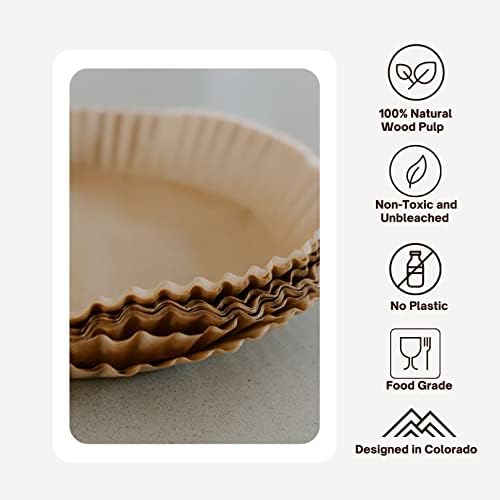 Parchment Paper for Pie Weights and Pans, Plastic Free Packaging, Pre Formed fit 8,9,10 Inch Dish, Natural Unbleached Food Grade Non-Stick Liners, High Heat Safe, Designed in USA, 50 Sheets