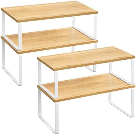 SONGMICS Cabinet Organizer Shelf, Set of 4 Spice Rack, Kitchen Storage