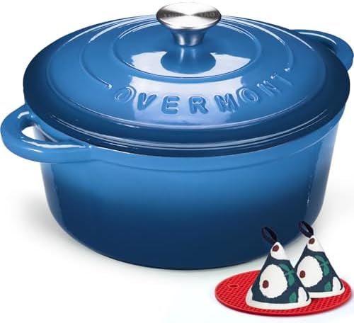 Overmont Enameled Cast Iron Dutch Oven - 7QT Pot with Lid Cookbook