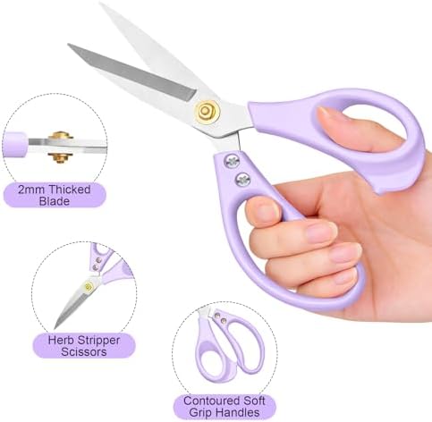 All Purpose Kitchen Scissors, Kitchen Shears Heavy Duty - Dishwasher Safe Food Scissors- Multipurpose Cooking Shears for Meat Poultry Food, Herbs, and Fish, Comfort Grip Handles, Purple