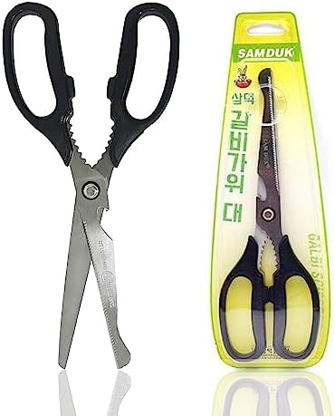 Korean BBQ Kalbi Meat Cutting Scissors Large All Purpose Stainless Steel Utility Kitchen Shears for Food