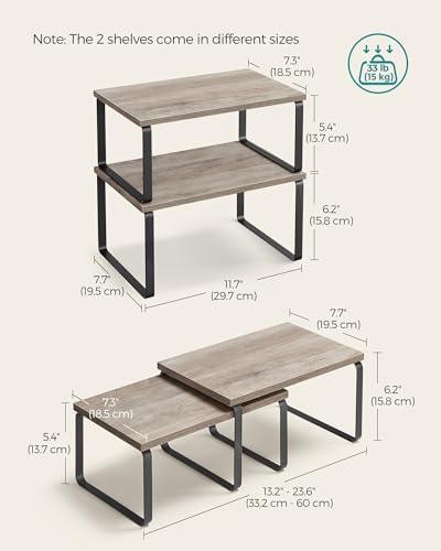 SONGMICS Cabinet Organizer Shelf, Set of 2 Spice Rack, Kitchen Storage