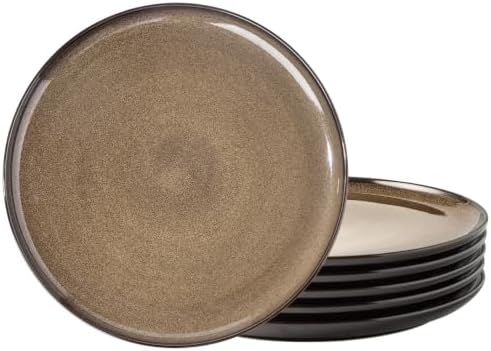 LERATIO Ceramic Plate Set of 6,8.5 Inch Reactive Glaze Salad Plates