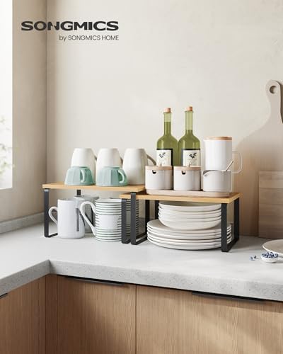 SONGMICS Cabinet Organizer Shelf, Set of 2 Spice Rack, Kitchen Storage