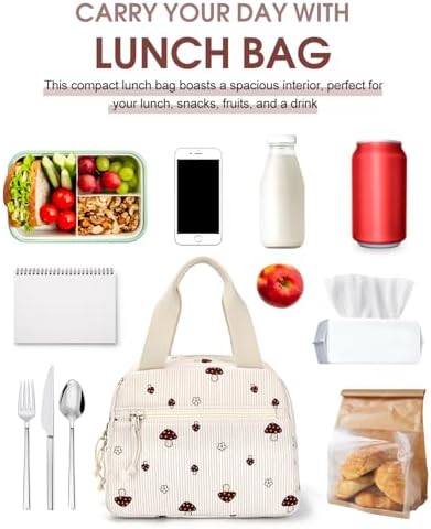 Lunch Bag for Women, Corduroy Small Insulated Lunch Box