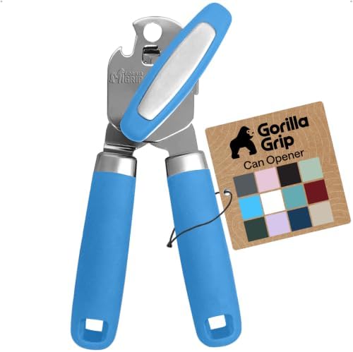 GORILLA GRIP Upgraded Model Stainless Steel Manual Can Opener, Aqua