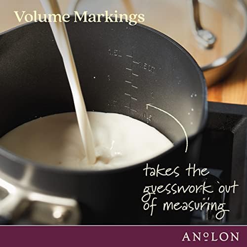 Anolon Advanced Home Nonstick Saucepan with Straining Lid, 2-Quart, Onyx