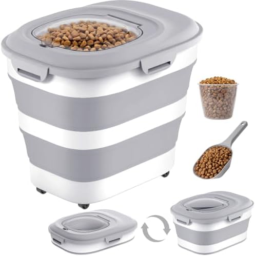 28 Lbs Dog Food Storage Container, Collapsible Cat Food Container