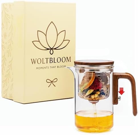 Magnetic Glass Infuser Tea Pot - Tea Brewer for Loose Tea - 20 oz